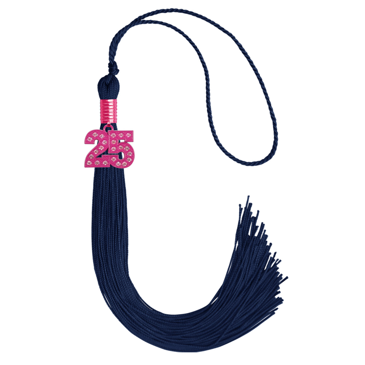 Navy Blue Graduation Tassel with Pink Bling Charm