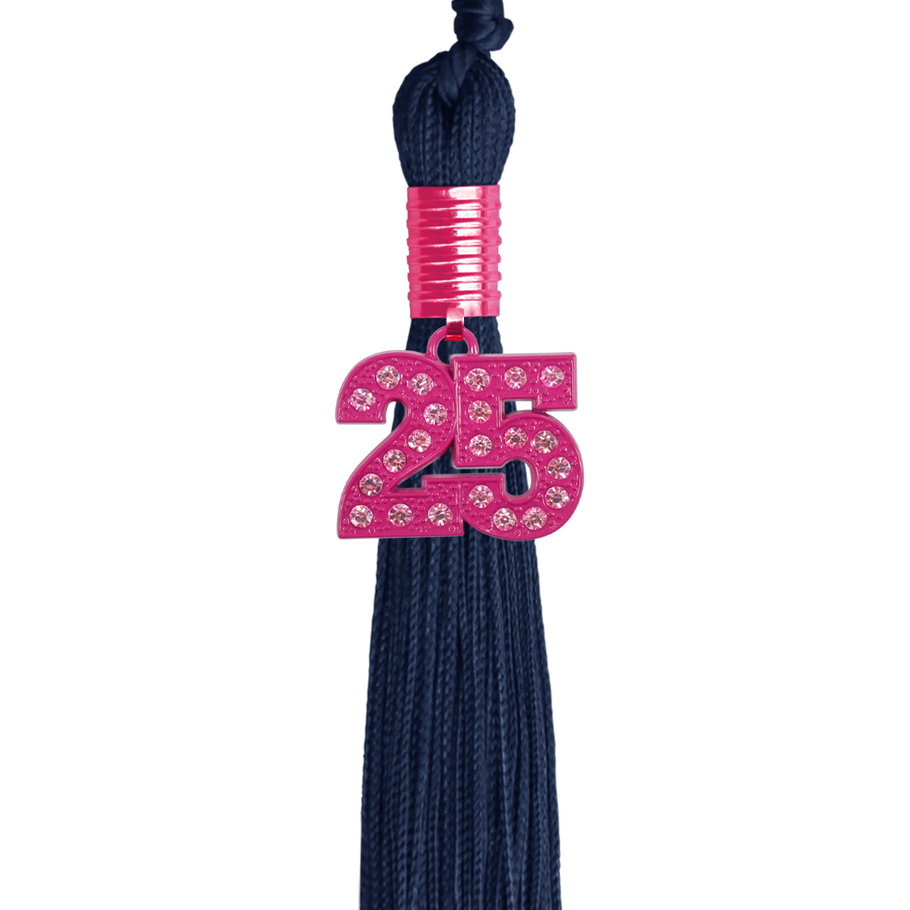 Navy Blue Graduation Tassel with Pink Bling Charm