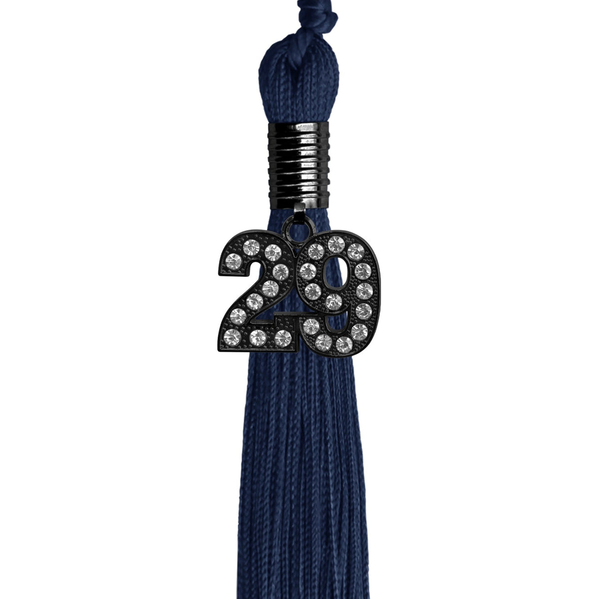 Navy Blue Graduation Tassel with Black Bling Charm by Endea Graduation