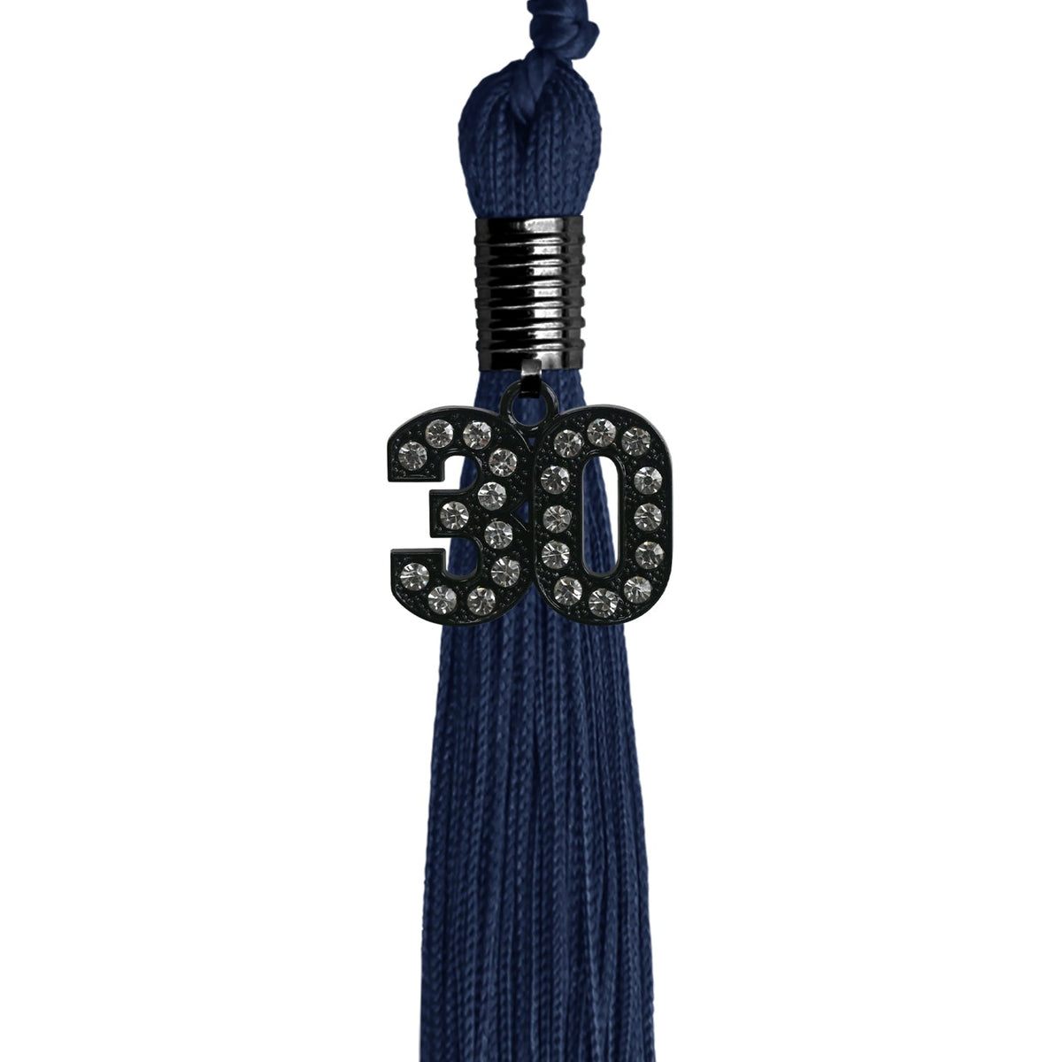 Navy Blue Graduation Tassel with Black Bling Charm by Endea Graduation