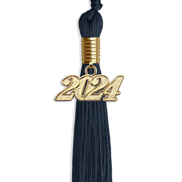 Navy Blue Graduation Tassel With Gold Date Drop