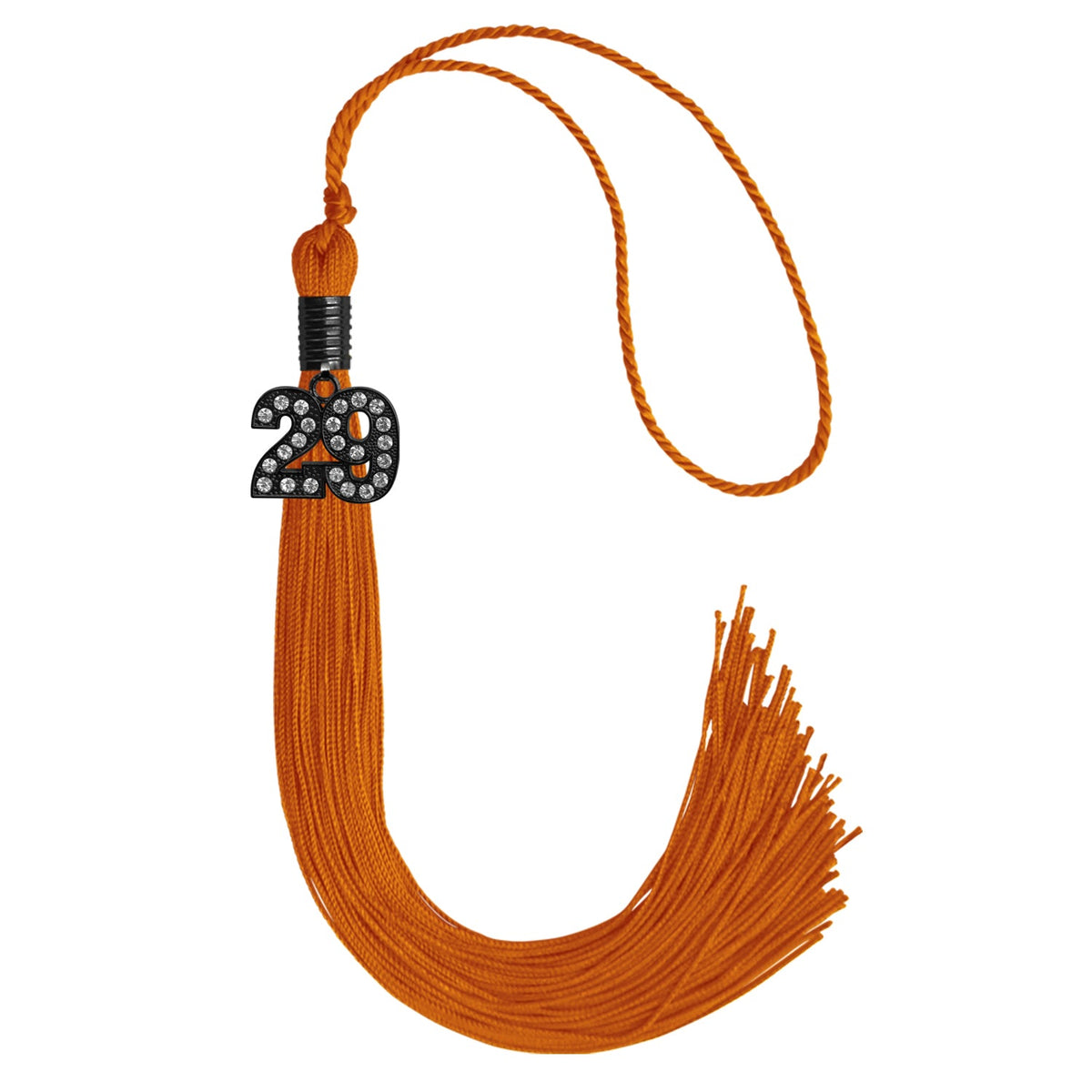 Orange Graduation Tassel with Black Bling Charm by Endea Graduation