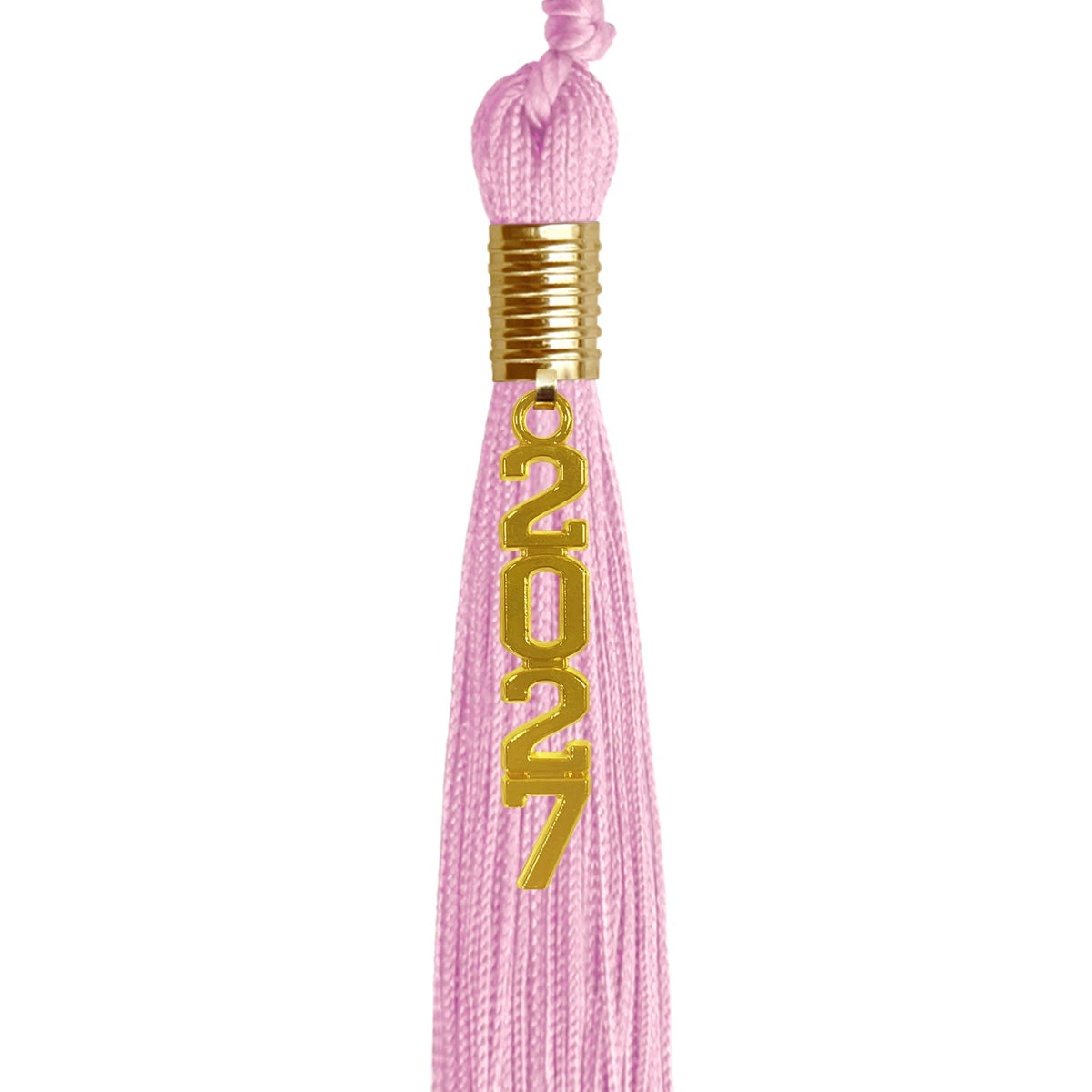 Pink Graduation Tassel with Gold Stacked Date Drop by Wholesale Grad Supply
