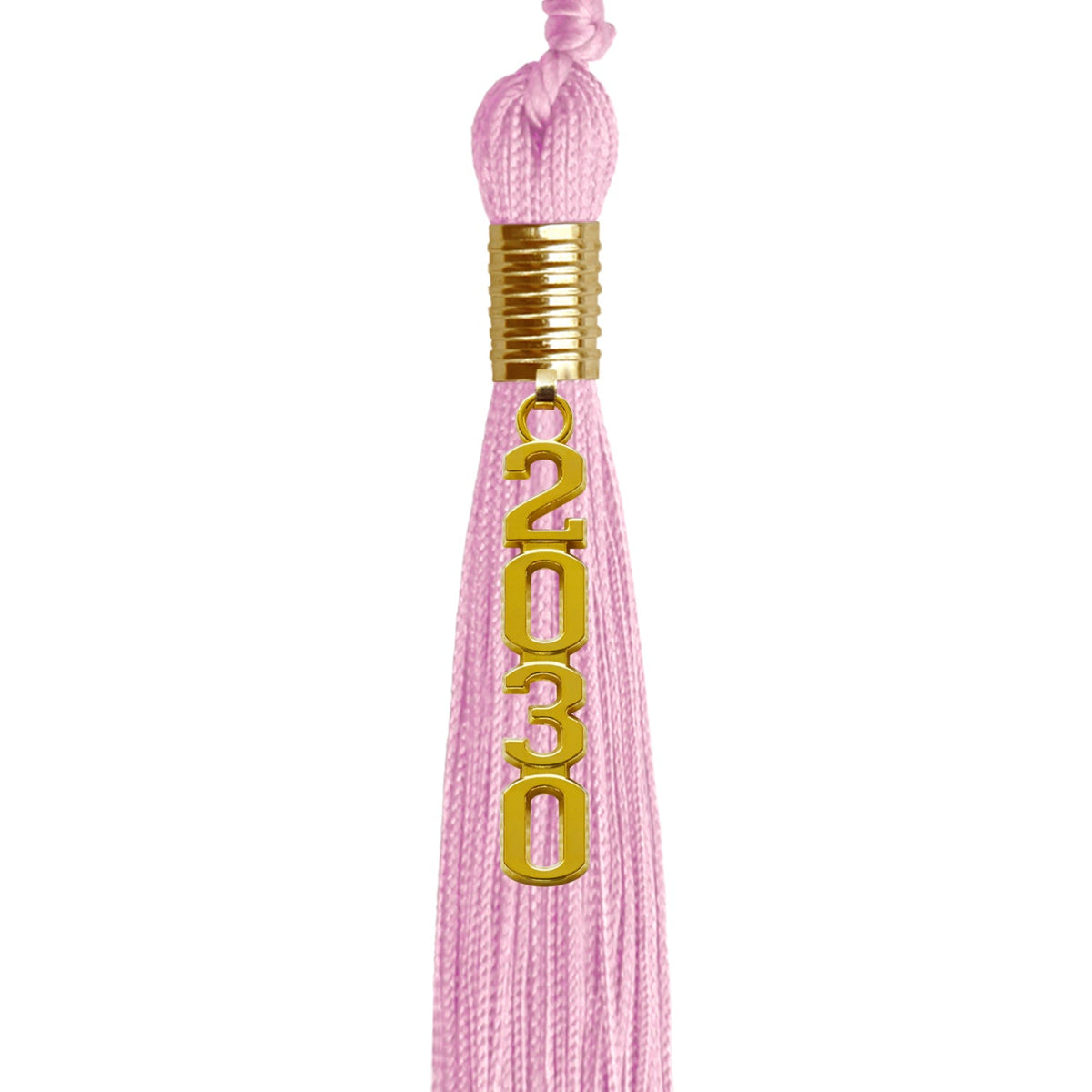Pink Graduation Tassel with Gold Stacked Date Drop by Wholesale Grad Supply