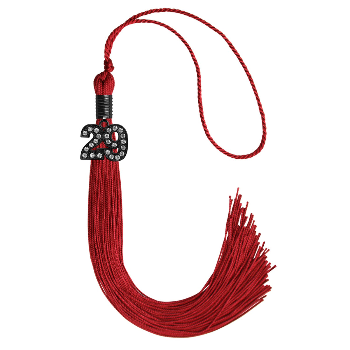 Red Graduation Tassel with Black Bling Charm by Endea Graduation
