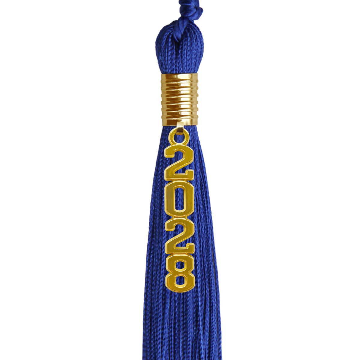 Royal Blue Graduation Tassel with Gold Stacked Date Drop by Wholesale Grad Supply