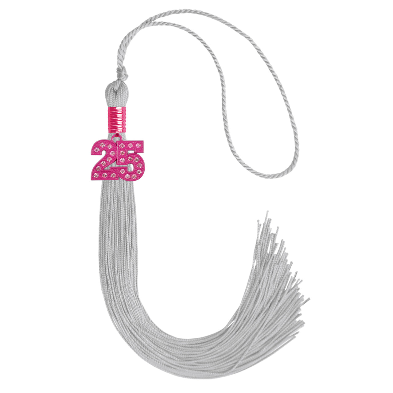 Silver Graduation Tassel with Pink Bling Charm