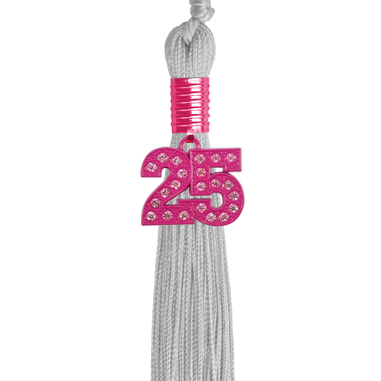 Silver Graduation Tassel with Pink Bling Charm