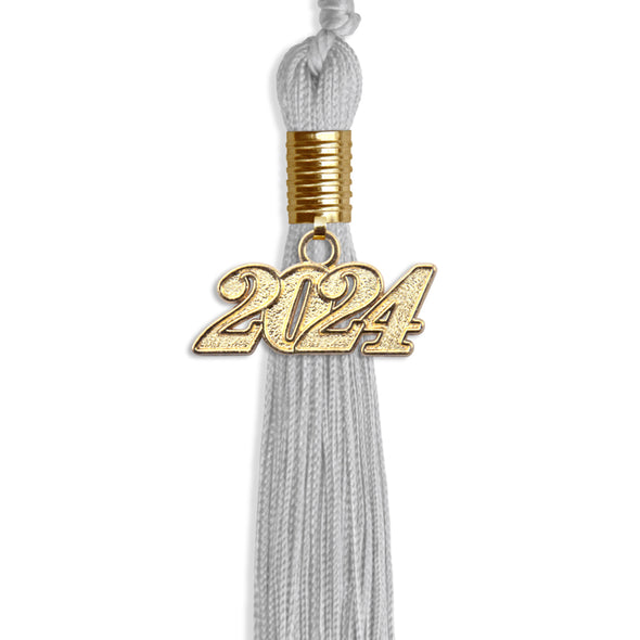 Silver Graduation Tassel With Gold Date Drop