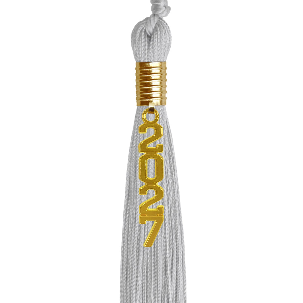Silver Graduation Tassel with Gold Stacked Date Drop by Wholesale Grad Supply