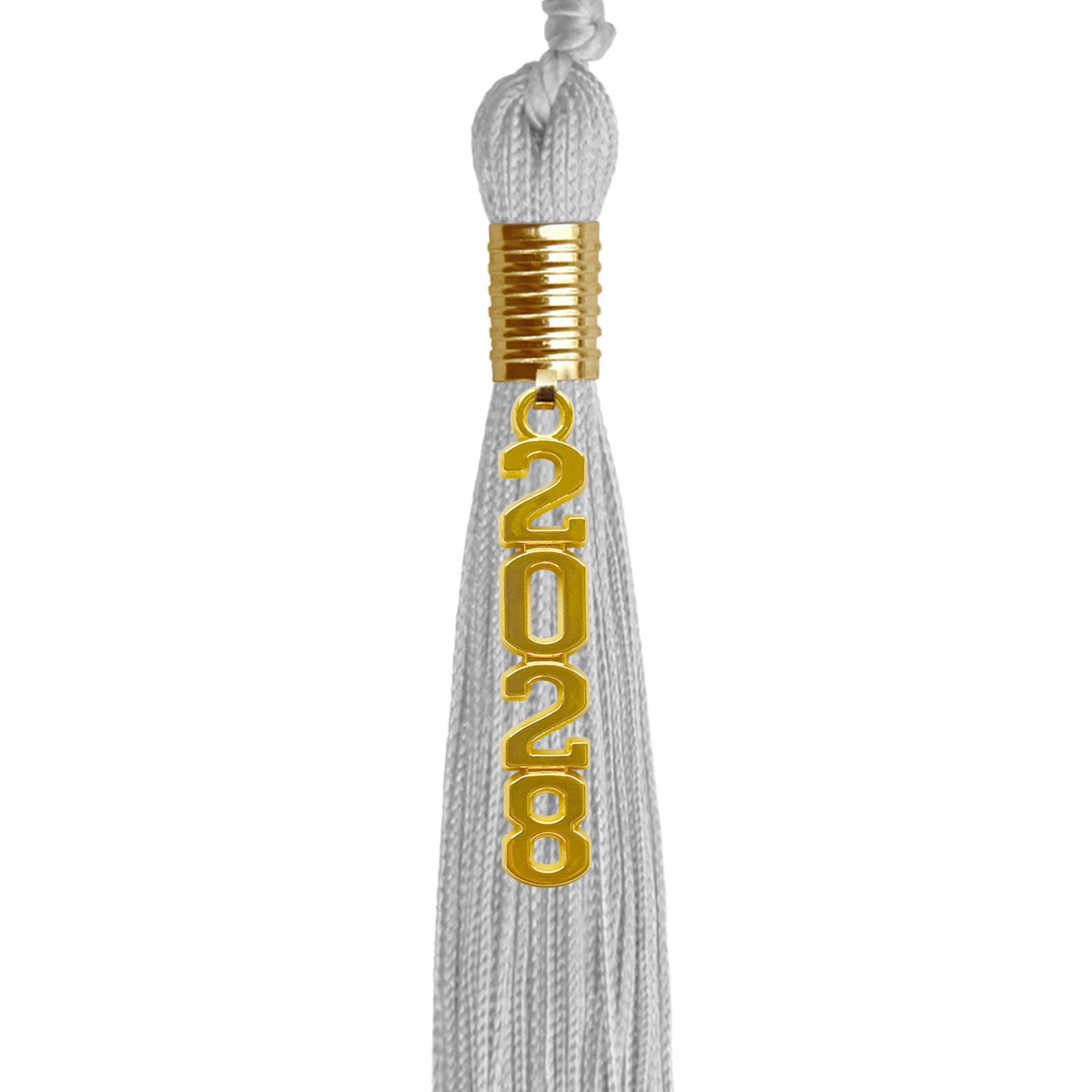 Silver Graduation Tassel with Gold Stacked Date Drop by Wholesale Grad Supply