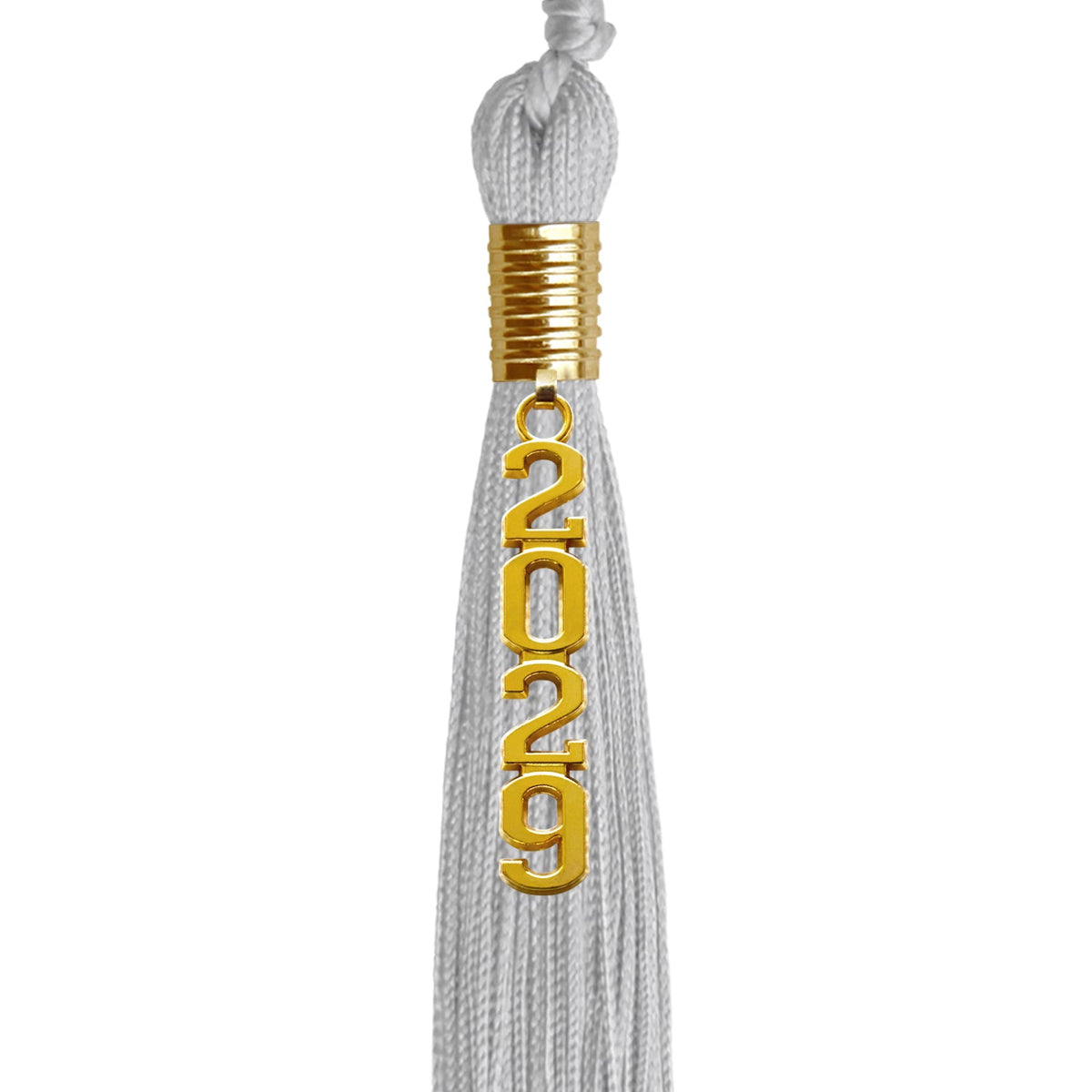 Silver Graduation Tassel with Gold Stacked Date Drop by Wholesale Grad Supply