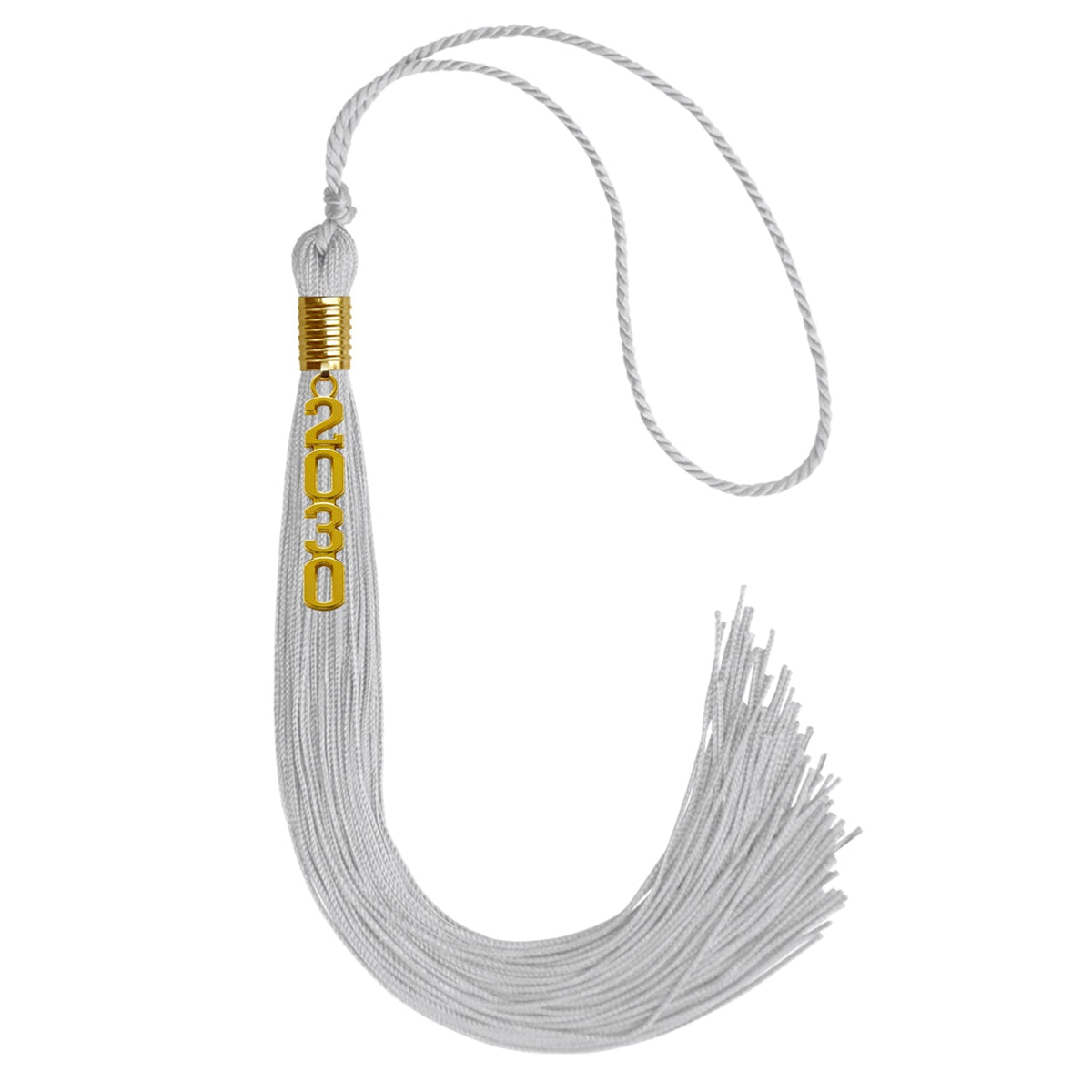 Silver Graduation Tassel with Gold Stacked Date Drop by Wholesale Grad Supply