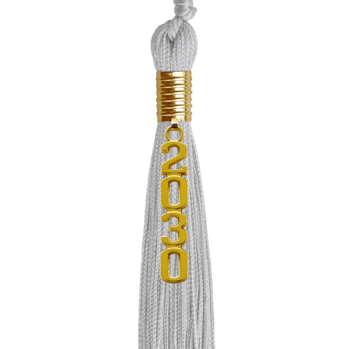 Silver Graduation Tassel with Gold Stacked Date Drop by Wholesale Grad Supply