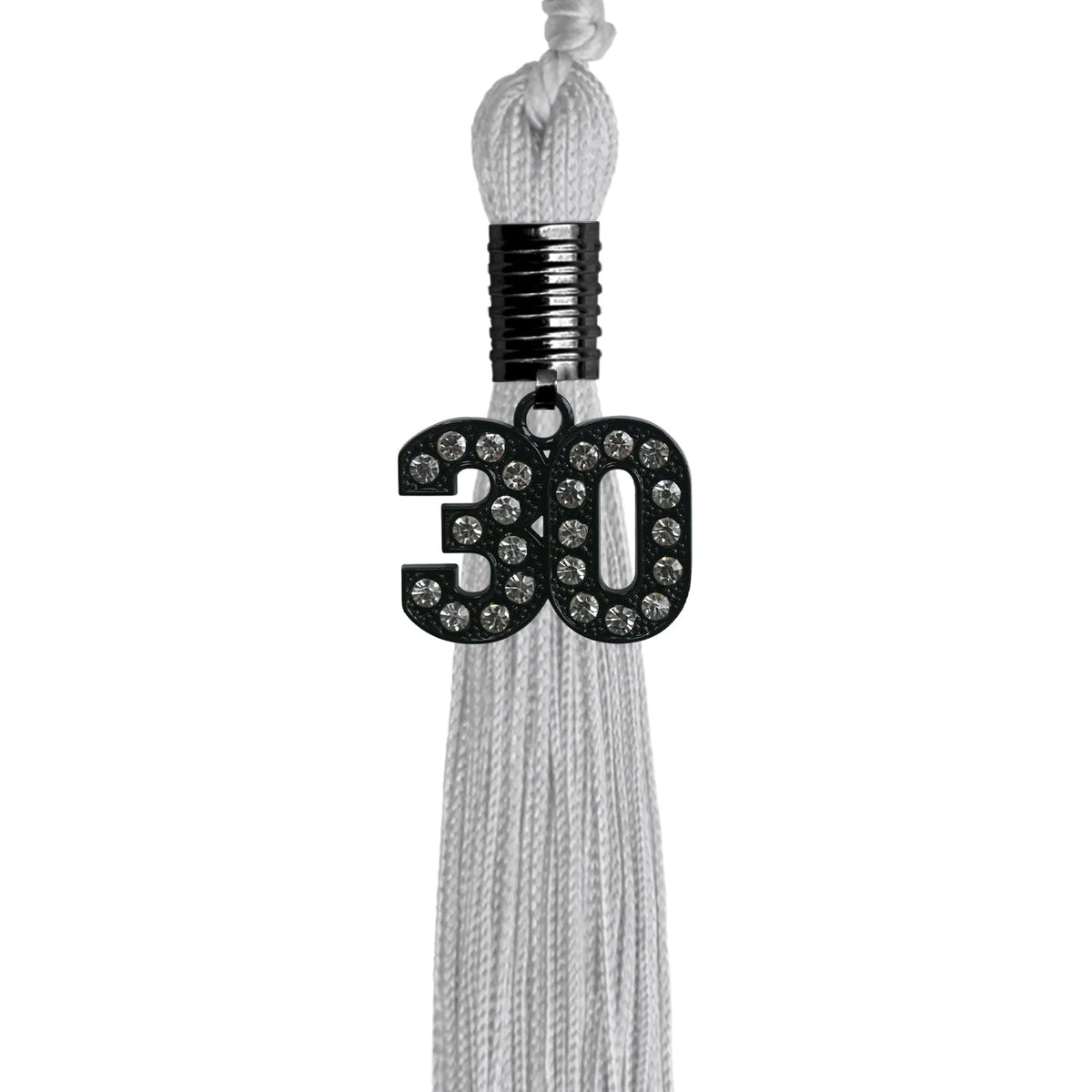 Silver Graduation Tassel with Black Bling Charm by Endea Graduation
