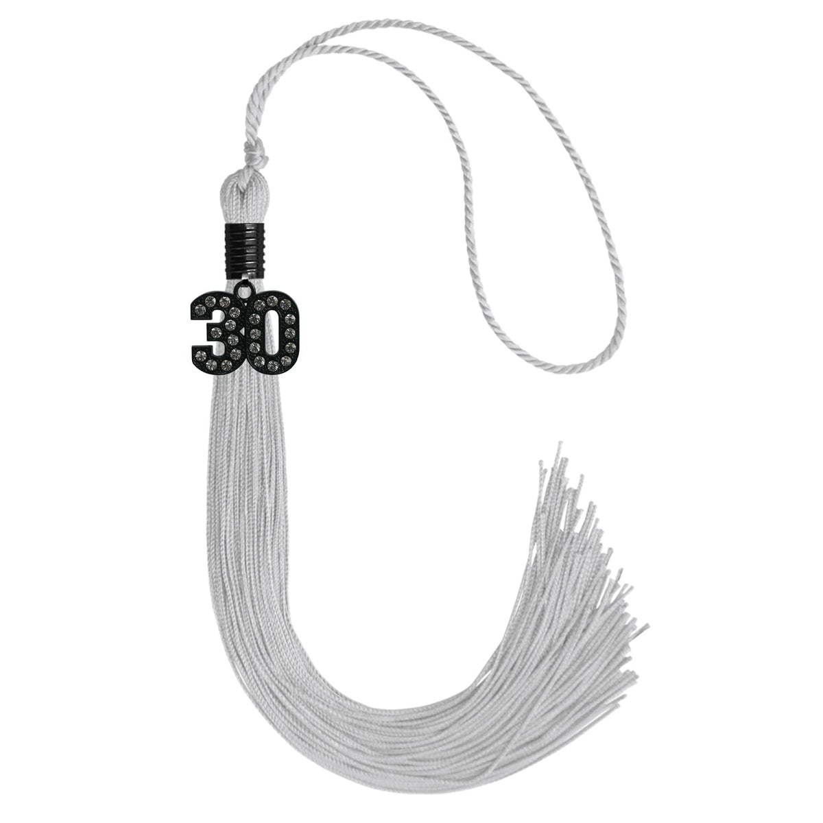 Silver Graduation Tassel with Black Bling Charm by Endea Graduation