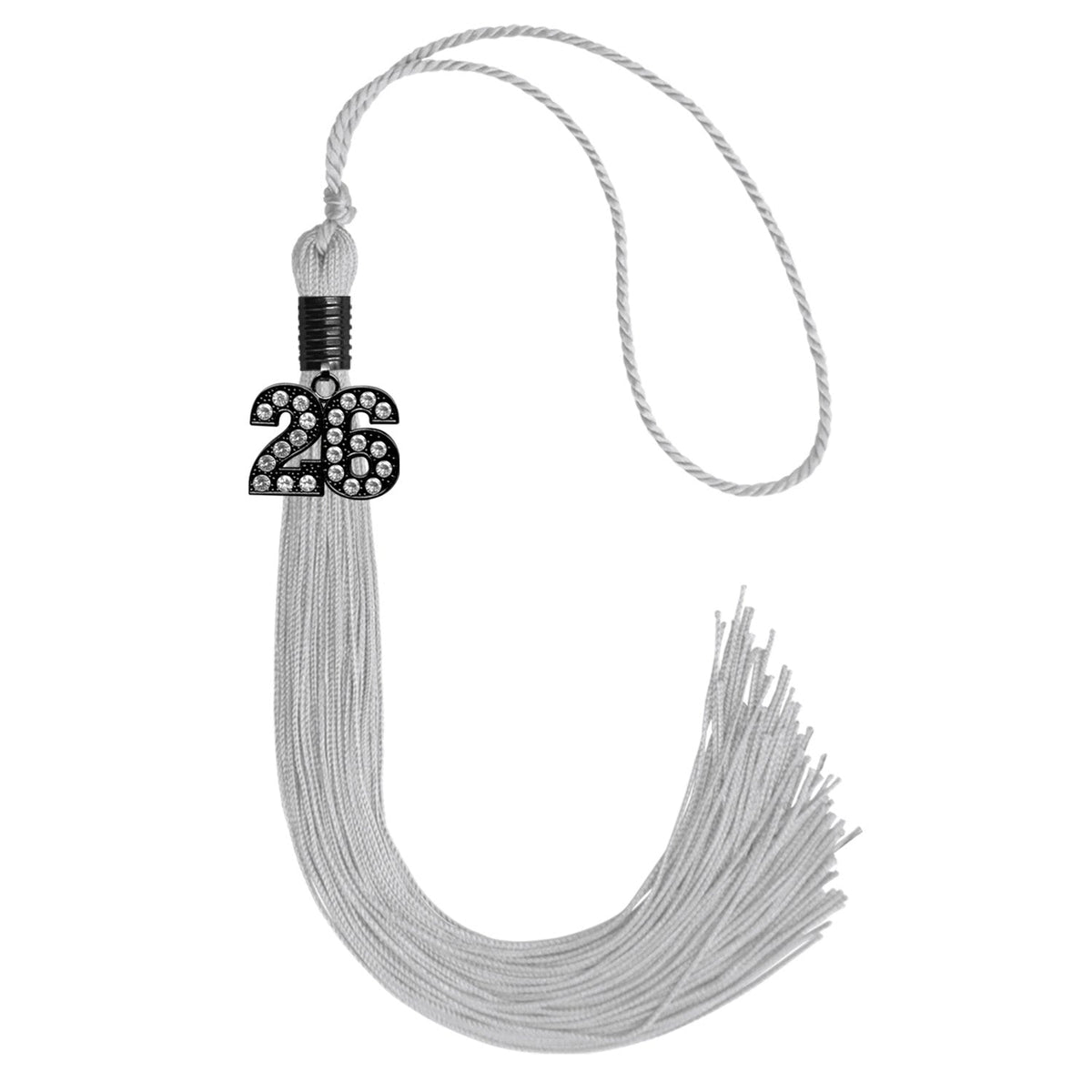 Silver Graduation Tassel with Black Bling Charm by Endea Graduation