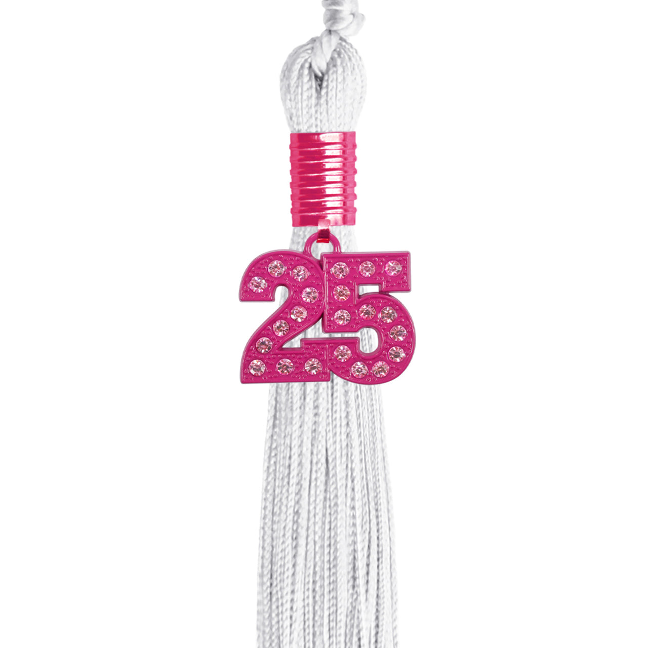 White Graduation Tassel with Pink Bling Charm