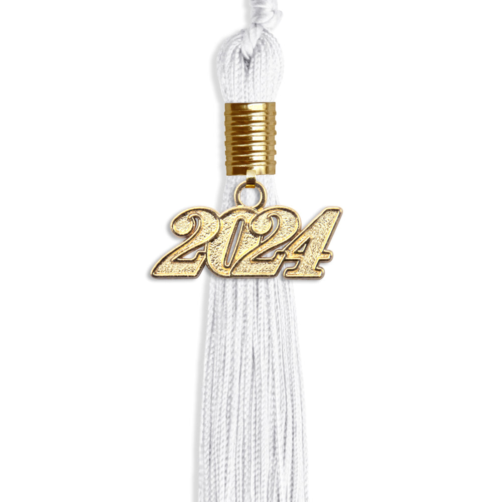 White Graduation Tassel with Gold Date Drop