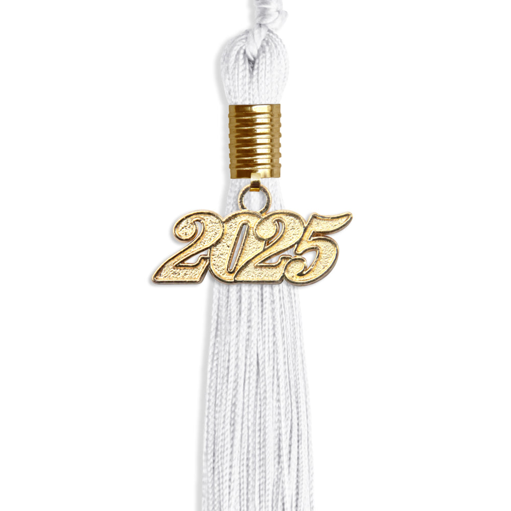 White Graduation Tassel with Gold Date Drop