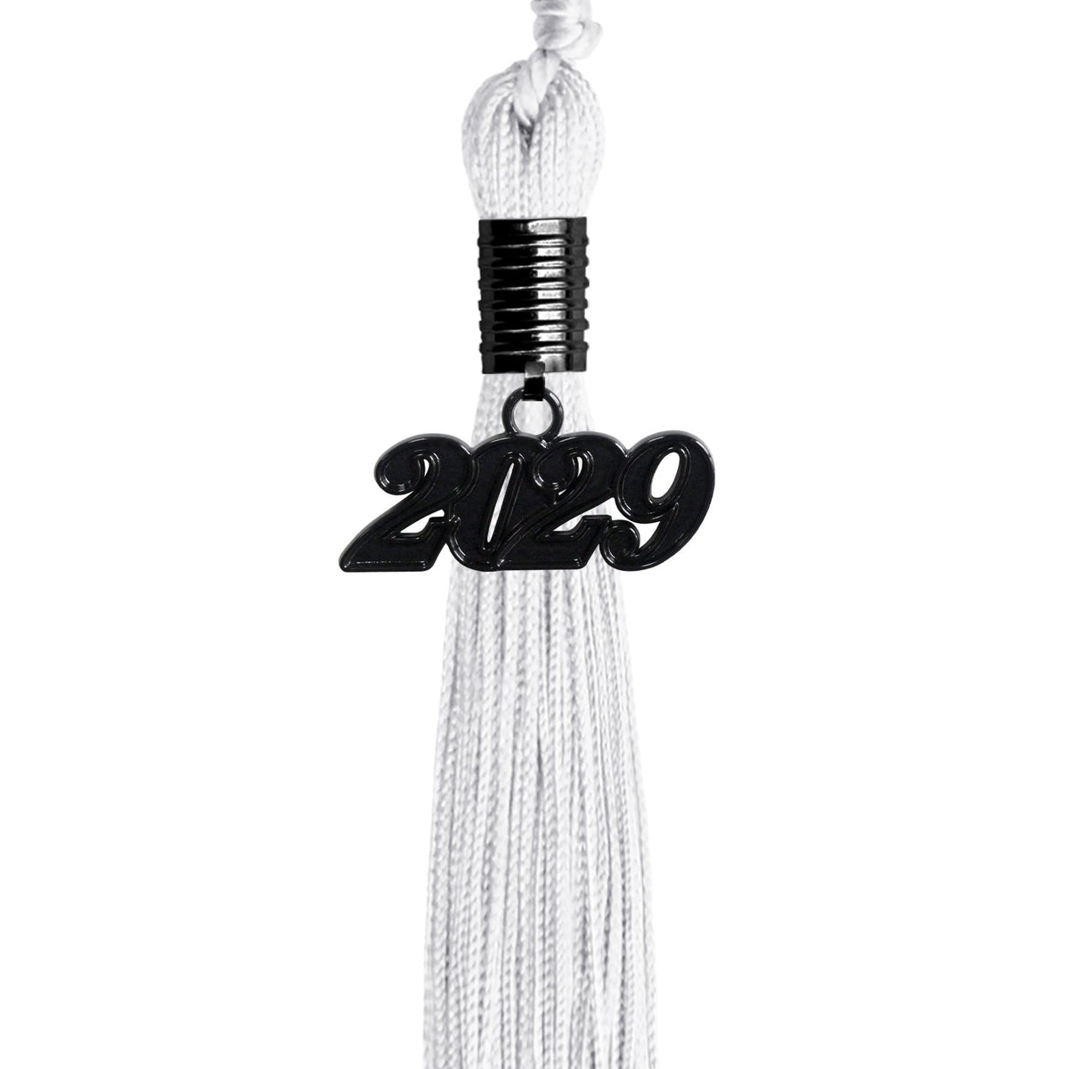 White Graduation Tassel with Black Date Drop by Endea Graduation
