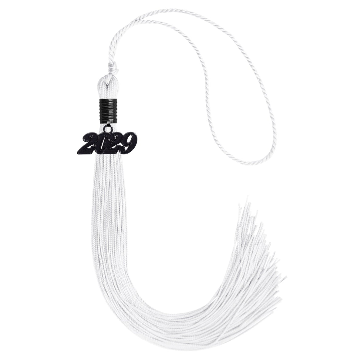 White Graduation Tassel with Black Date Drop by Endea Graduation