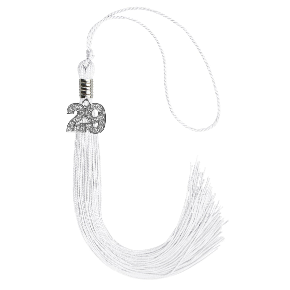 White Graduation Tassel with Silver Bling Charm 2029