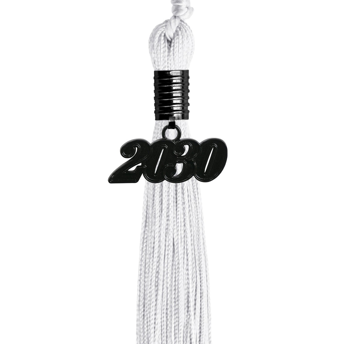 White Graduation Tassel with Black Date Drop by Endea Graduation