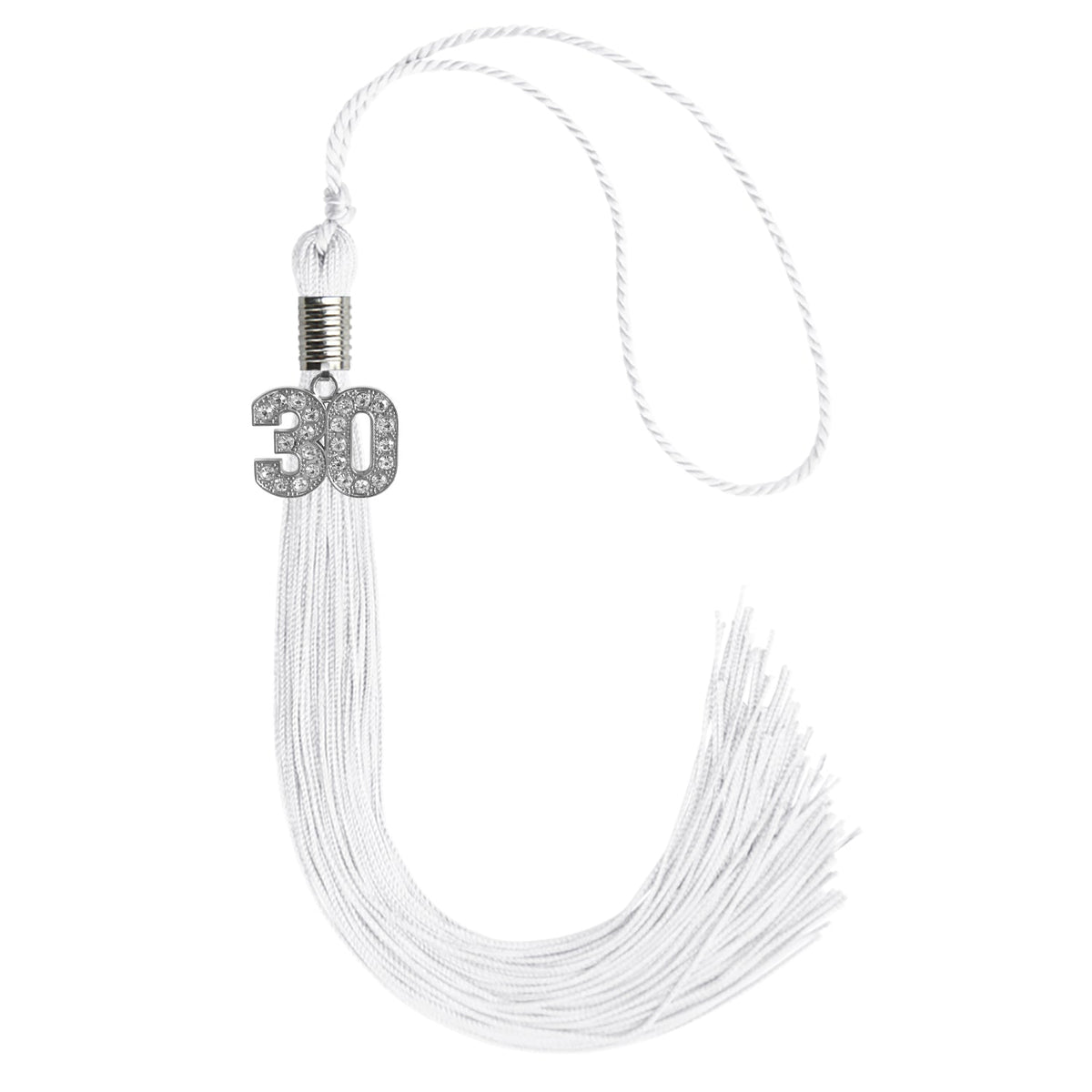 White Graduation Tassel with Silver Bling Charm 2030