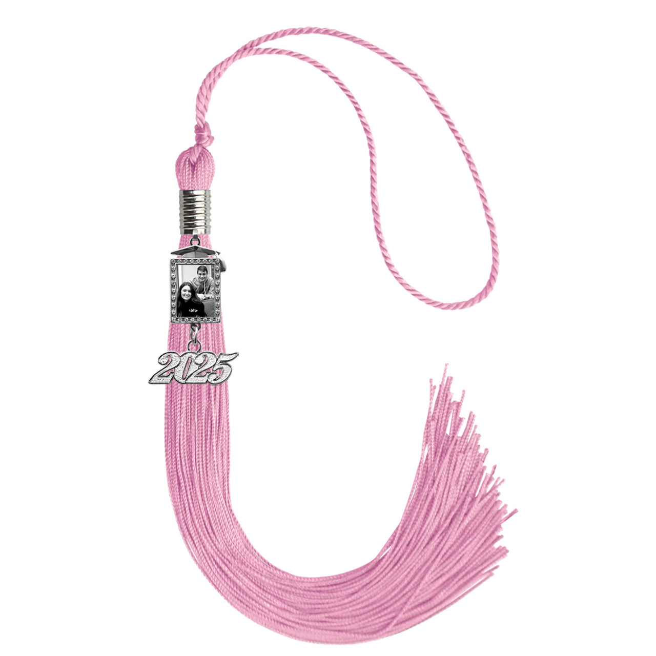 Pink Tassel with Photo Frame Charm and Year Date Drop