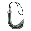 Black/Hunter Green/Silver Mixed Color Graduation Tassel With Silver Date Drop