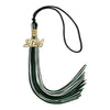 Black/Hunter Green/White Mixed Color Graduation Tassel With Gold Date Drop