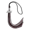 Black/Maroon/Silver Mixed Color Graduation Tassel With Silver Date Drop