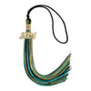 Black/Peacock/Antique Gold Mixed Color Graduation Tassel With Gold Date Drop