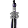 Black/Purple/White Mixed Color Graduation Tassel With Silver Date Drop