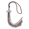 Maroon/Silver/White Mixed Color Graduation Tassel With Silver Date Drop