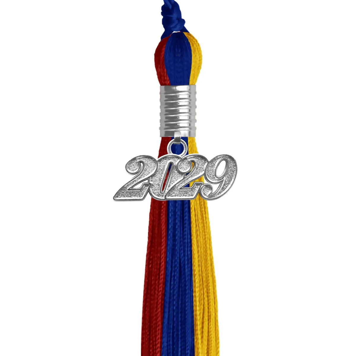 Royal Blue/Red/Gold Graduation Tassel with Silver Date Drop by Endea Graduation