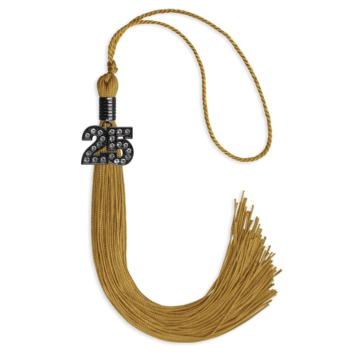 Antique Gold Graduation Tassel with Black Bling Charm by Endea Graduation