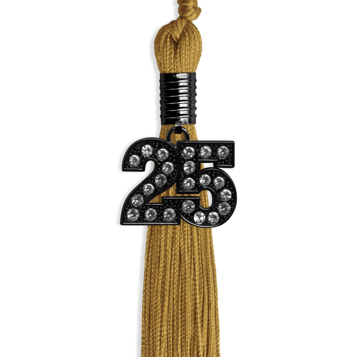 Antique Gold Graduation Tassel with Black Bling Charm by Endea Graduation