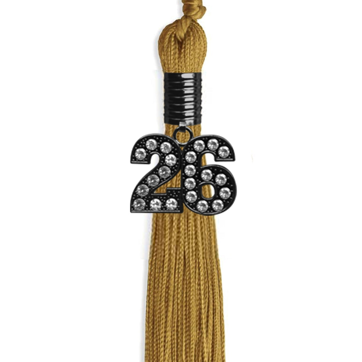 Antique Gold Graduation Tassel with Black Bling Charm by Endea Graduation