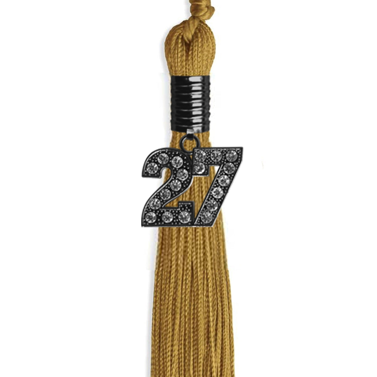 Antique Gold Graduation Tassel with Black Bling Charm by Endea Graduation