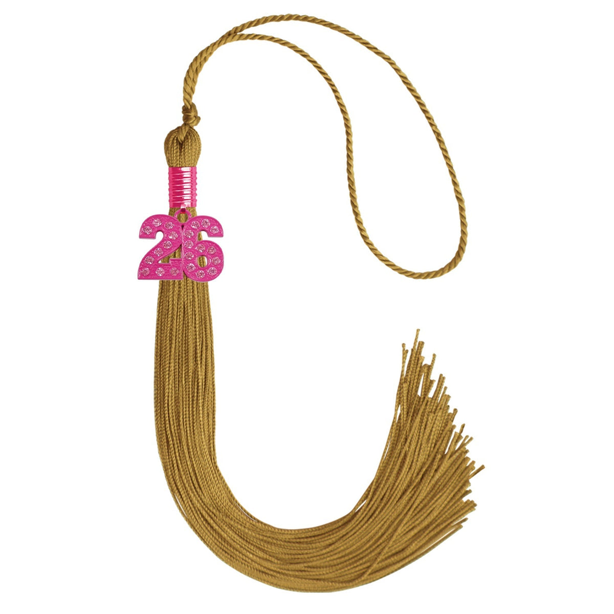 Antique Gold Graduation Tassel with Pink Bling Charm by Endea Graduation