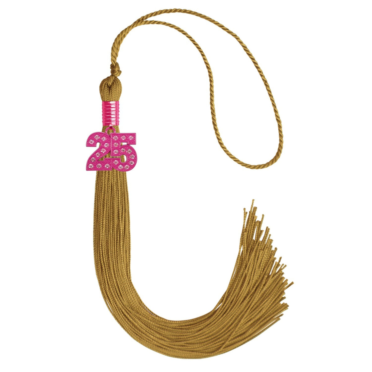 Antique Gold Graduation Tassel with Pink Bling Charm by Endea Graduation