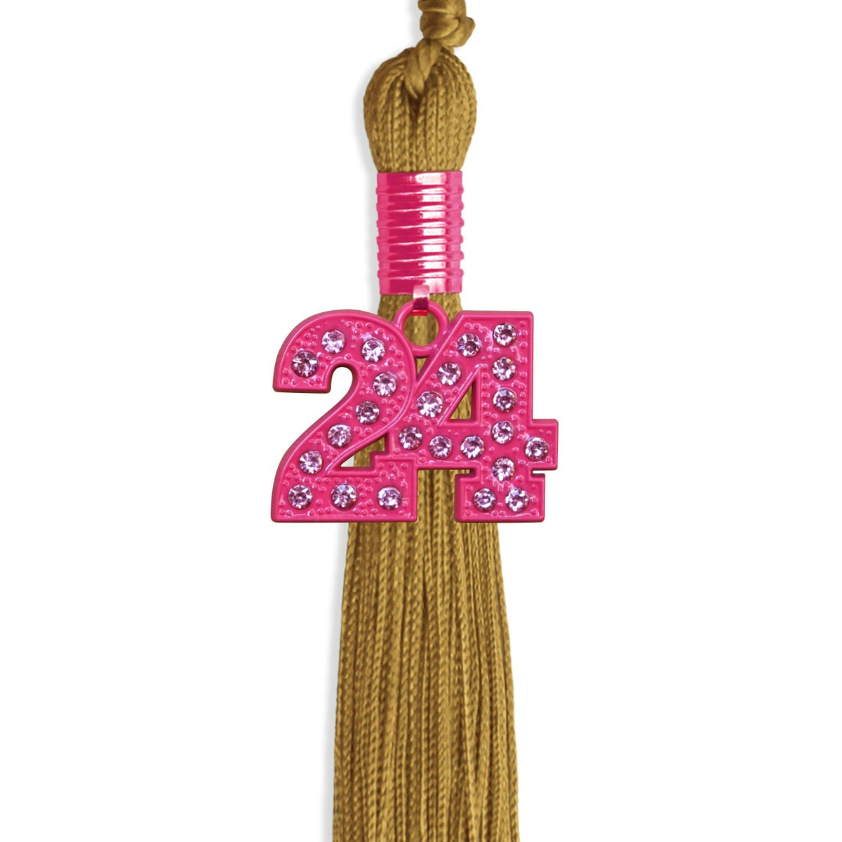 Antique Gold Graduation Tassel with Pink Bling Charm by Endea Graduation