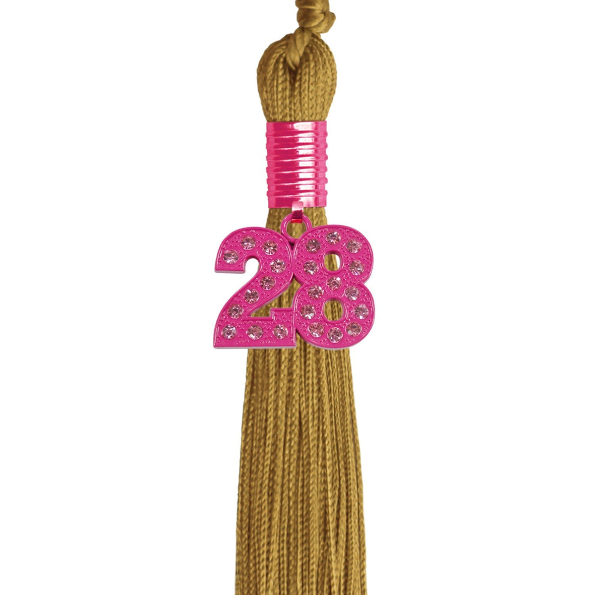 Antique Gold Graduation Tassel with Pink Bling Charm by Endea Graduation