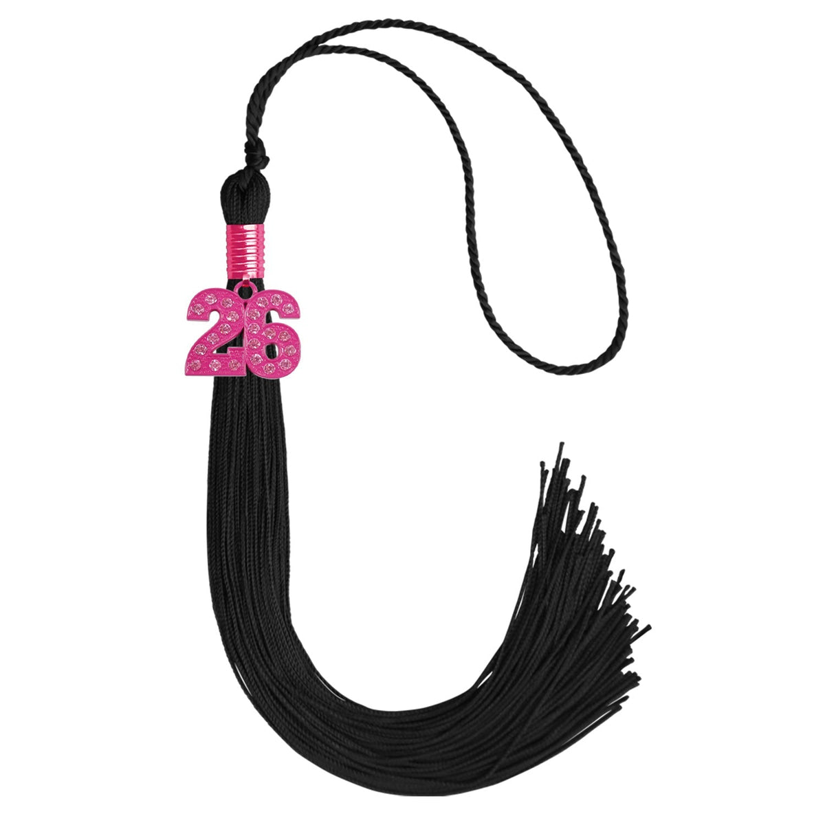 Black Graduation Tassel with Pink Bling Charm by Endea Graduation