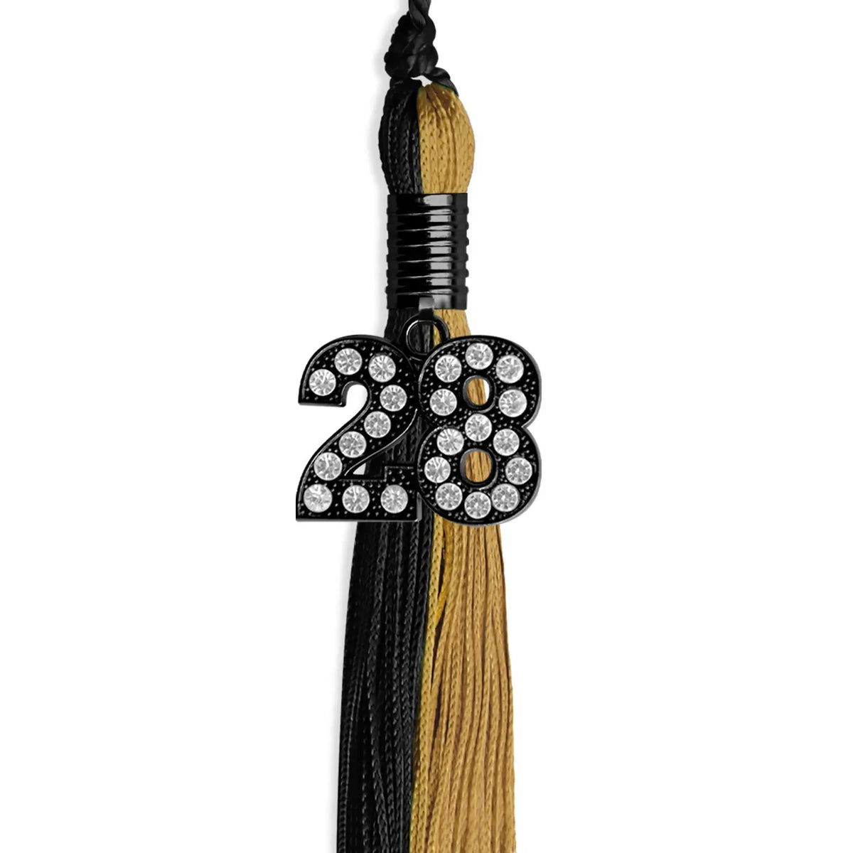 Black/Antique Gold Graduation Tassel with Black Bling Charm by Endea Graduation