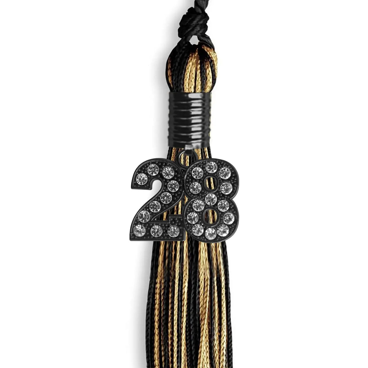 Black/Antique Gold Mixed Color Graduation Tassel with Black Bling Charm by Endea Graduation