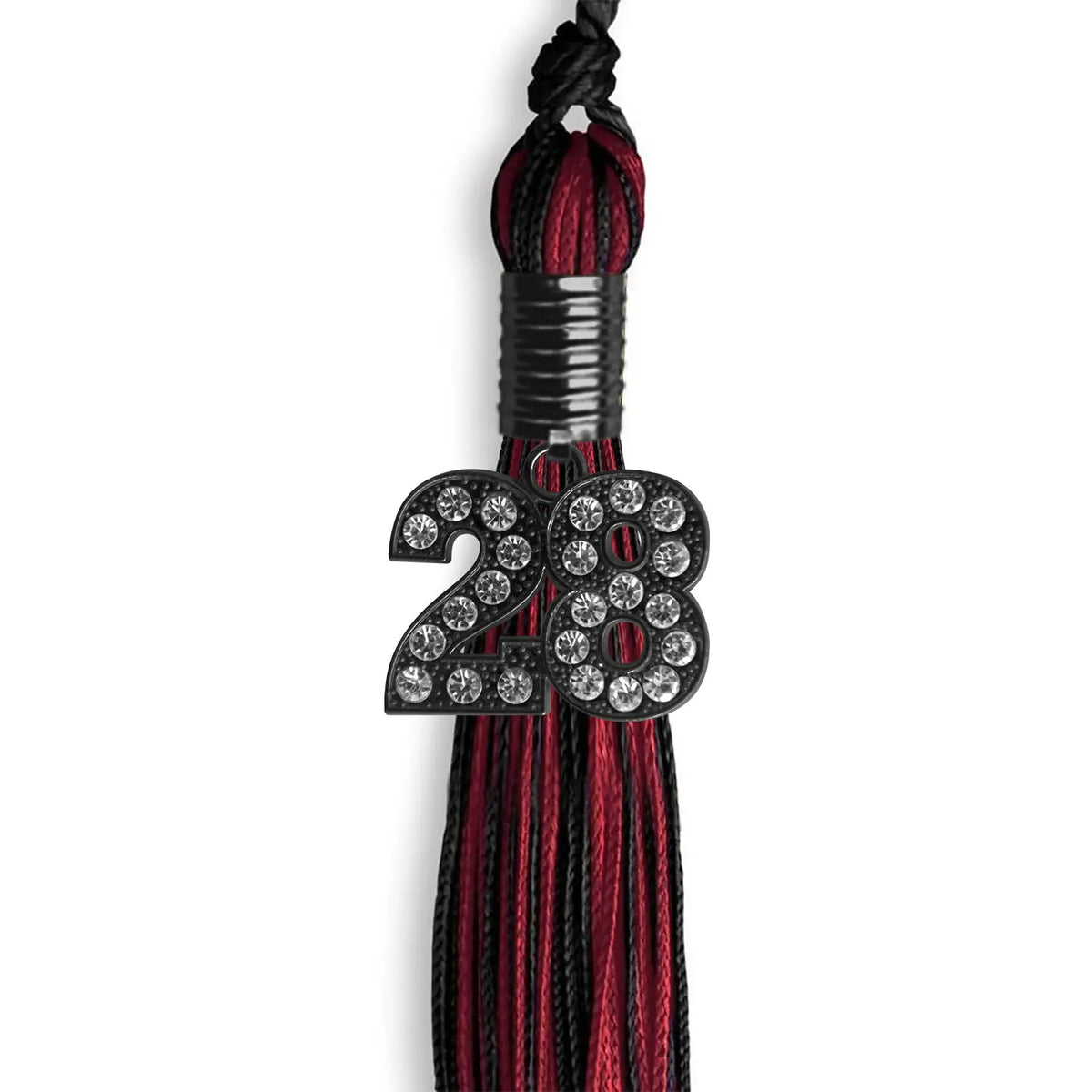 Black/Cardinal Mixed Color Graduation Tassel with Black Bling Charm by Endea Graduation