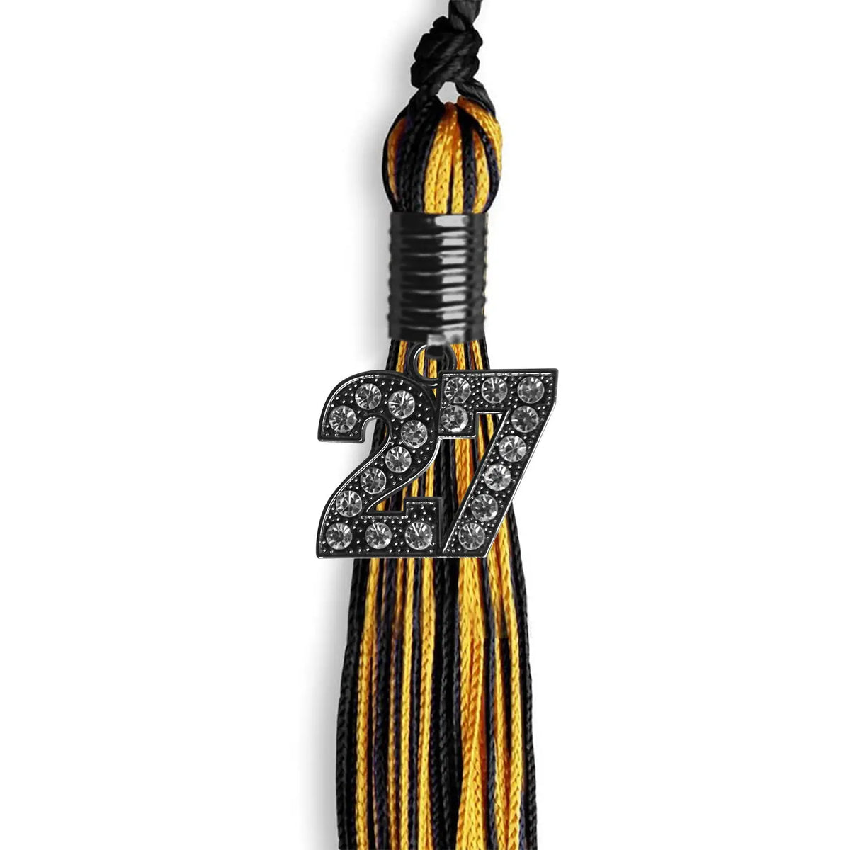 Black/Gold Mixed Color Graduation Tassel with Black Bling Charm by Endea Graduation